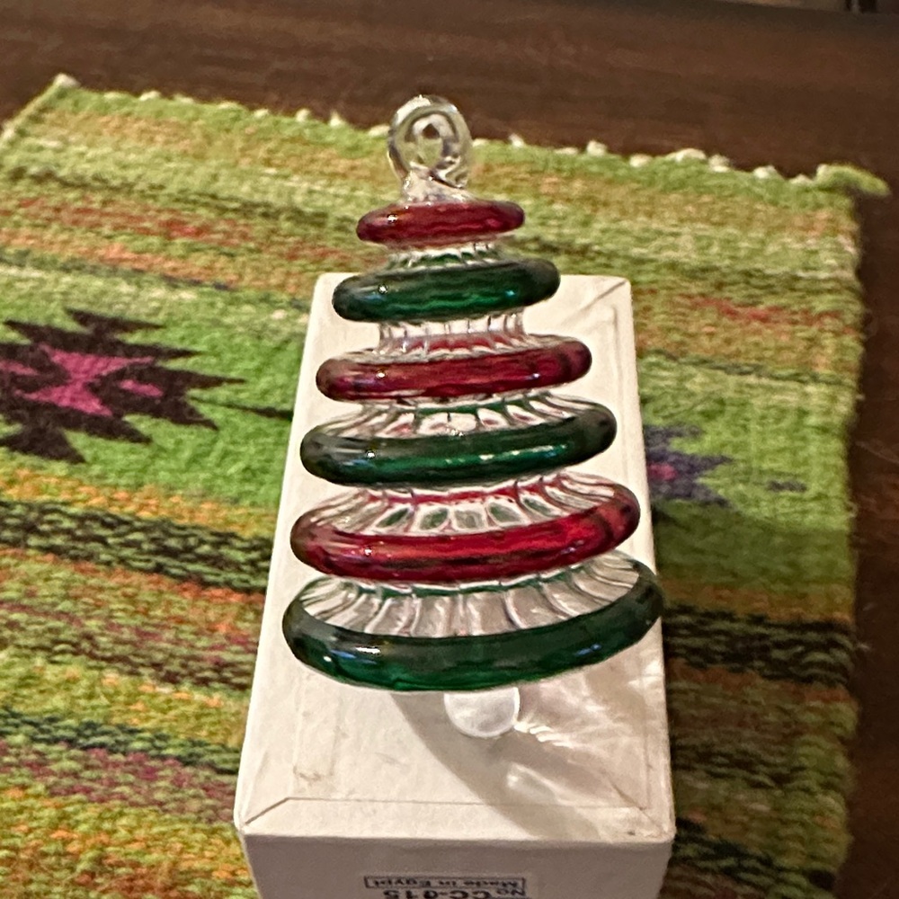Glass Christmas Tree Ornament - Red and Green